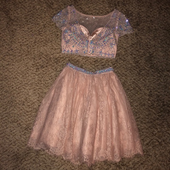 NWT Sherri Hill Blush Beaded Two Piece Skirt - Picture 4 of 6